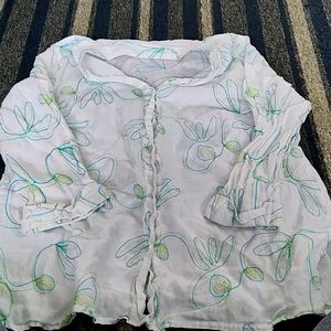 Ladies Linen Long Sleeved Button Up